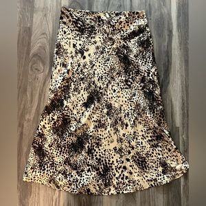 Leopard Silk Midi Skirt